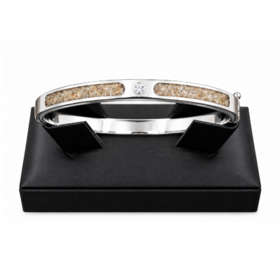 Aviiso sterling zilveren bangle met as rond gezet zirkonia